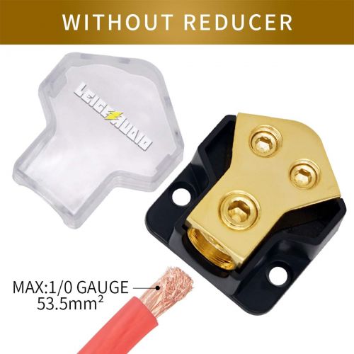 [아마존베스트]LEIGESAUDIO 0/2/4 Gauge in 4/8/10 Gauge Out 2 Way Amp Copper Power Distribution Block for Car Audio Splitter
