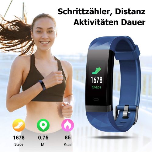  [아마존 핫딜] [아마존핫딜]LETSCOM Fitness Armband mit Pulsmesser, Aktivitatstracker Schrittzahler Uhr Smartwatch 0,96 Zoll Farbbildschirm IP68 Wasserdicht und 14 Trainingsmodi, Anruf SMS Nachrichten fuer iOS