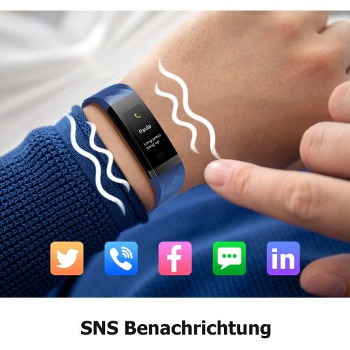  [아마존 핫딜] [아마존핫딜]LETSCOM Fitness Armband mit Pulsmesser, Aktivitatstracker Schrittzahler Uhr Smartwatch 0,96 Zoll Farbbildschirm IP68 Wasserdicht und 14 Trainingsmodi, Anruf SMS Nachrichten fuer iOS