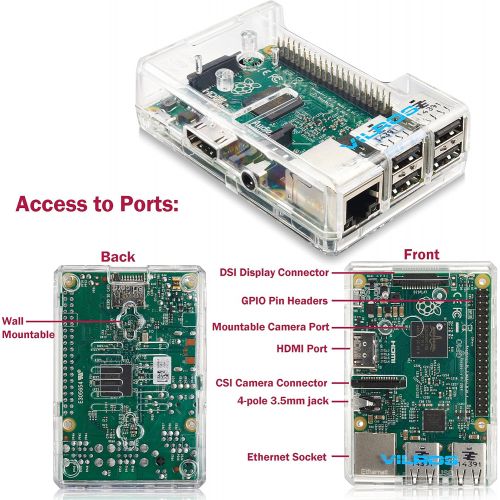  LETSCOM Raspberry Pi 2 Model B (1GB)-With Clear Compact Case