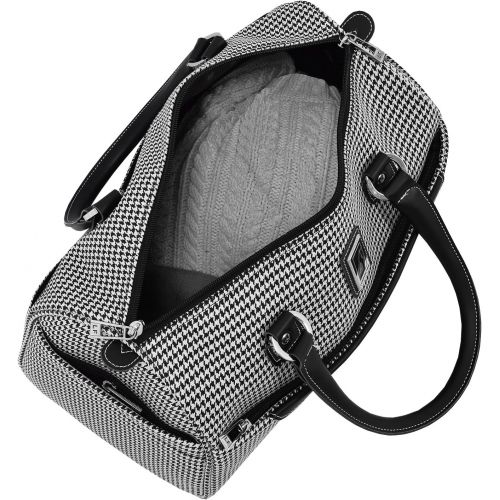  Visit the LONDON FOG Store London Fog Cambridge II 16 Classic Satchel, Black White Houndstooth