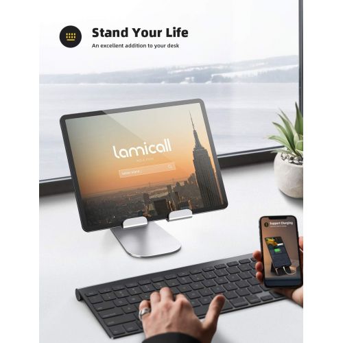  [아마존베스트]Tablet Stand Adjustable, Lamicall Tablet Stand : Desktop Stand Holder Dock Compatible with Tablet Such as iPad 2018 Pro 9.7, 10.5, Air Mini 4 3 2, Kindle, Nexus, Tab, E-Reader (4-1