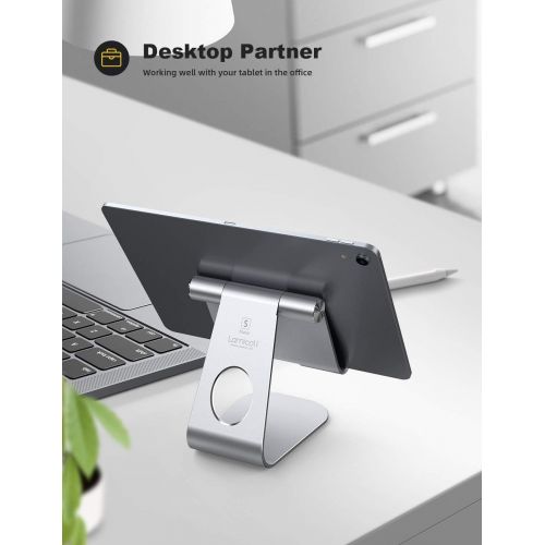  [아마존베스트]Tablet Stand Adjustable, Lamicall Tablet Stand : Desktop Stand Holder Dock Compatible with Tablet Such as iPad 2018 Pro 9.7, 10.5, Air Mini 4 3 2, Kindle, Nexus, Tab, E-Reader (4-1