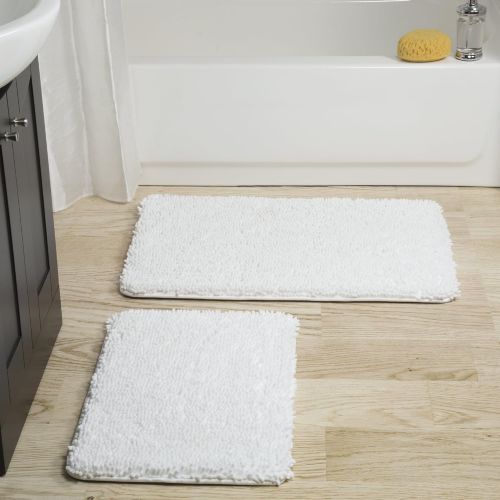  Visit the Lavish Home Store Lavish Home 2 Piece Memory Foam Shag Bath Mat - White