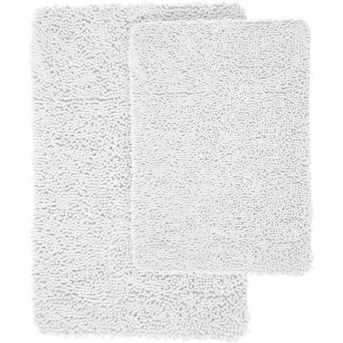  Visit the Lavish Home Store Lavish Home 2 Piece Memory Foam Shag Bath Mat - White