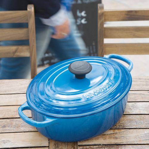 르크루제 Le Creuset LS2502-3516SS Enameled Cast Iron 9.5 Quart Signature Oval Dutch Oven, White