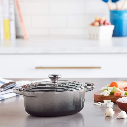 르크루제 Le Creuset Signature Enameled Cast-Iron 1-Quart Oval (Dutch) French Oven, Oyster