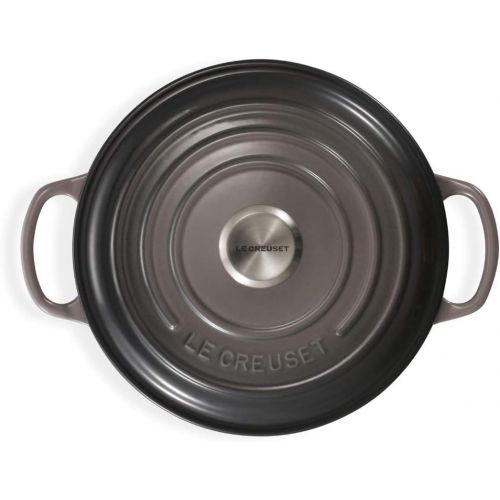 롯지 Le Creuset LS2501-2216SS Signature Enameled Cast Iron Round French Oven, 3 12 Quart, White