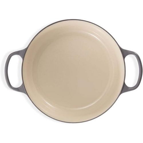 롯지 Le Creuset LS2501-2216SS Signature Enameled Cast Iron Round French Oven, 3 12 Quart, White