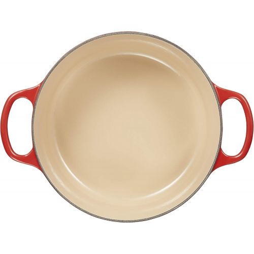 롯지 Le Creuset LS2501-2216SS Signature Enameled Cast Iron Round French Oven, 3 12 Quart, White