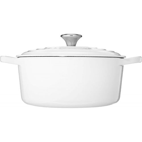 롯지 Le Creuset LS2501-2216SS Signature Enameled Cast Iron Round French Oven, 3 12 Quart, White