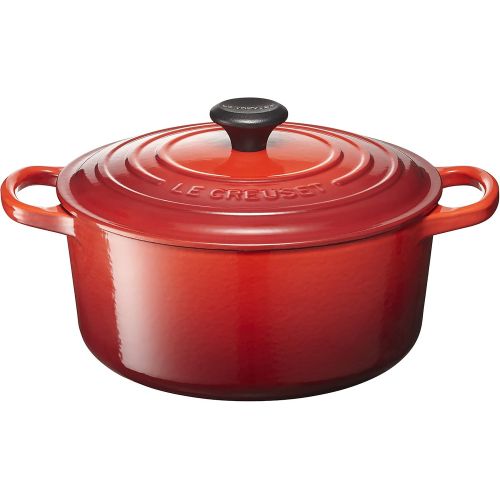 롯지 Le Creuset LS2501-2216SS Signature Enameled Cast Iron Round French Oven, 3 12 Quart, White