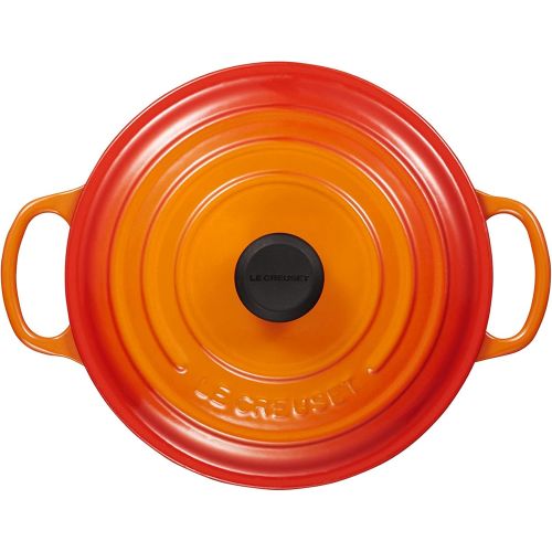 롯지 Le Creuset LS2501-2216SS Signature Enameled Cast Iron Round French Oven, 3 12 Quart, White