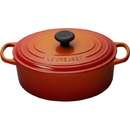 르크루제 Le Creuset Signature Enameled Cast-Iron 1-Quart Oval (Dutch) French Oven, Cerise (Cherry Red)