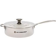 Le Creuset Tri-Ply Stainless Steel Saute Pan with Lid and Helper Handle, 4.5-Quart
