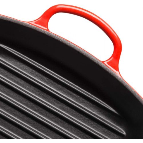 롯지 Le Creuset 20183260600422 Enameled Cast Iron 10 14 Signature Square Skillet Grill, Cerise