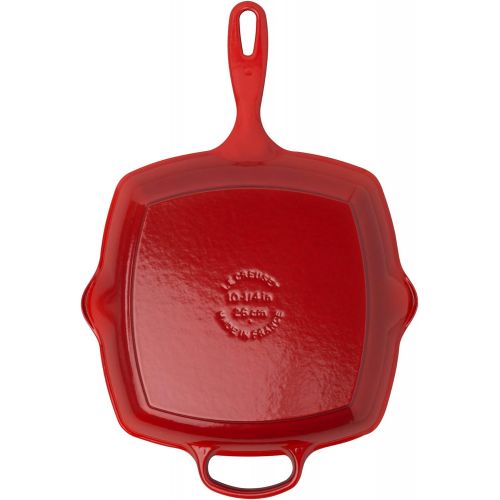 롯지 Le Creuset 20183260600422 Enameled Cast Iron 10 14 Signature Square Skillet Grill, Cerise