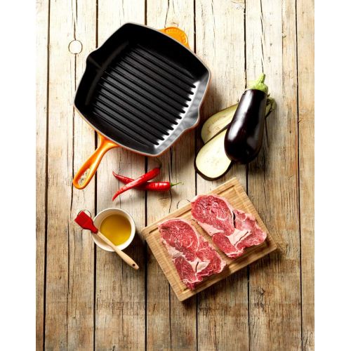 롯지 Le Creuset 20183260600422 Enameled Cast Iron 10 14 Signature Square Skillet Grill, Cerise