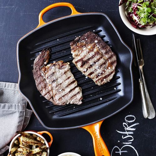 롯지 Le Creuset 20183260600422 Enameled Cast Iron 10 14 Signature Square Skillet Grill, Cerise