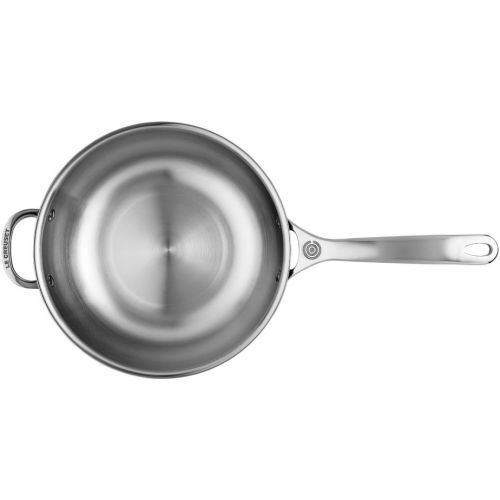 르크루제 Le Creuset Tri-Ply Stainless Steel Saucier Pan with Lid and Helper Handle, 3.5-Quart