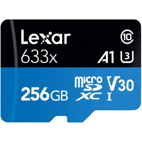  Lexar 256GB High-Performance UHS-I Class 10 U1 633x microSDXC Memory Card with SD Adapter, 95MBs Read, 20MBs Write