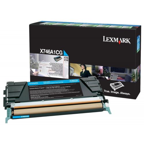  Lexmark Cyan Return Program Toner Cartridge, 7000 Yield (X746A1CG)