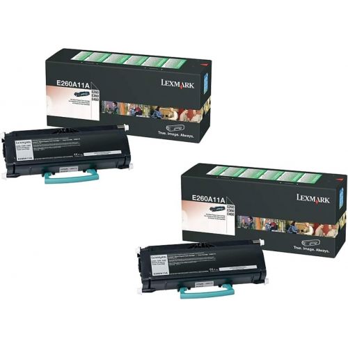  Genuine Lexmark E260A11A Black Toner Cartridge 2-Pack