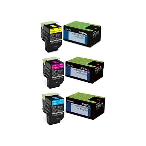  Lexmark 80C1HC0 80C1HM0 80C1HY0, CX410, CX510 High Yield Cyan Magenta and Yellow Toner Cartridge Set