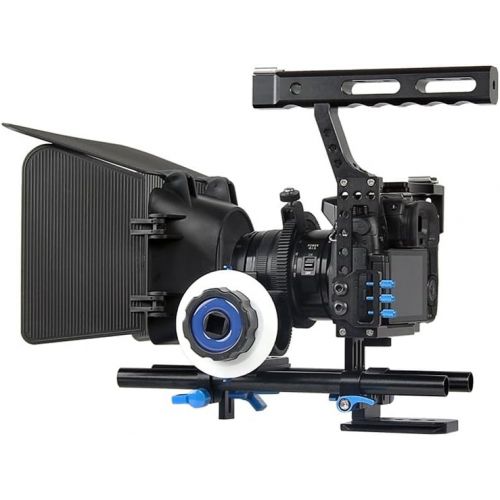  Lightdow Professional DSLR Rig Camera CageFollow FocusMatte Box Bundle for Sony A6000 A6300 A7 A7S A7SII A7R A7RII, Panasonic DMC-GH4 GH4 GH3, Canon M3 M5 M6, Nikon L340 etc