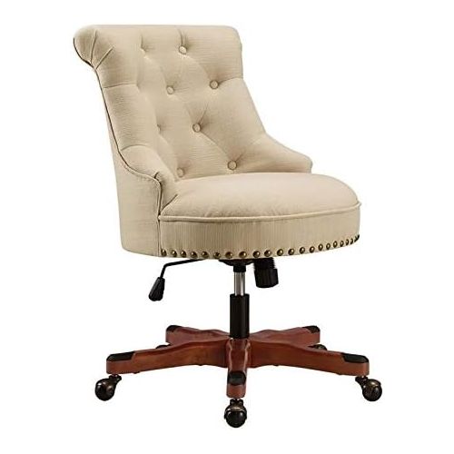  Visit the Linon Store Linon Sinclair Wood Upholstered Office Chair in Beige