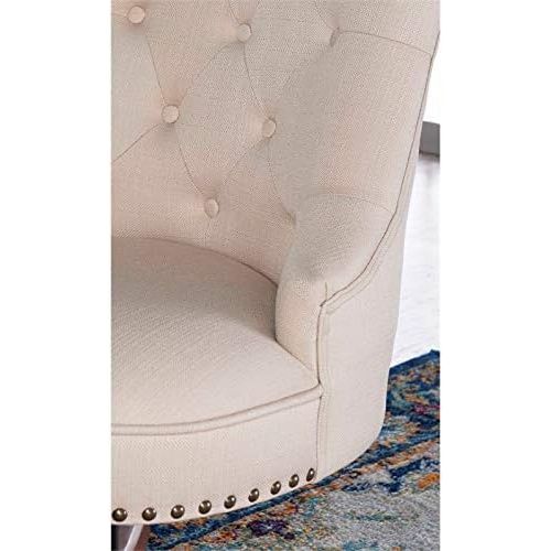  Visit the Linon Store Linon Sinclair Wood Upholstered Office Chair in Beige