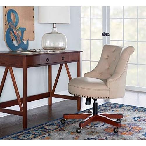  Visit the Linon Store Linon Sinclair Wood Upholstered Office Chair in Beige