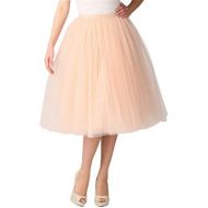 Visit the Lisong Store Lisong Women Tea Length 5-Layered Tulle A-line Tutu Party Prom Skirt