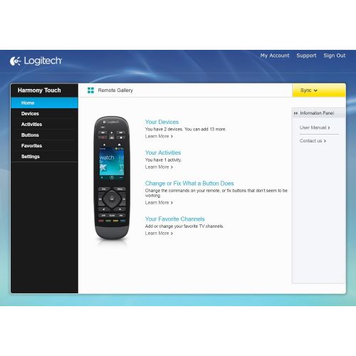 로지텍 Logitech Harmony Touch Universal Remote with Color Touchscreen - Black [Discontinued by Manufacturer]