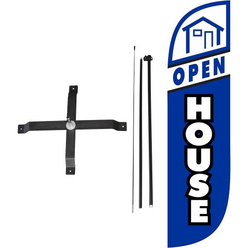  [아마존베스트]LookOurWay Open House Feather Flag Complete Set with Poles & X-Stand, 5-Feet