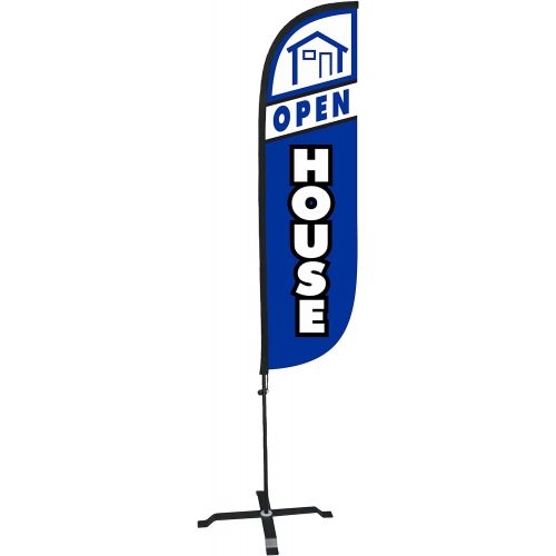  [아마존베스트]LookOurWay Open House Feather Flag Complete Set with Poles & X-Stand, 5-Feet