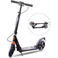 MONODEAL Adjustable Height Scooter, 2 Wheel TeenAdult Kick Scooter with Aluminum Alloy Frame, Front & Rear Spring Shock-Absorbing System, Easy-Folding, Adjustable T Handlebar - 18