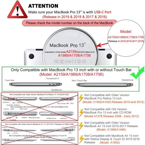  [아마존베스트]MOSISO MacBook Pro 13 inch Case 2019 2018 2017 2016 Release A2159 A1989 A1706 A1708,Plastic Hard Shell& Keyboard Cover& Screen Protector& Storage Bag Compatible Newly MacBook Pro 1