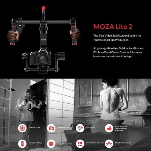  Moza MOZA Lite II Pro Kit 3-Axis Motorized Handheld Gimbal Brushless Stabilizer Support Max.Payload 11lb5kg for Blackmagic Series,Panasonic Lumix Series,Canon EOS Series.Professional F