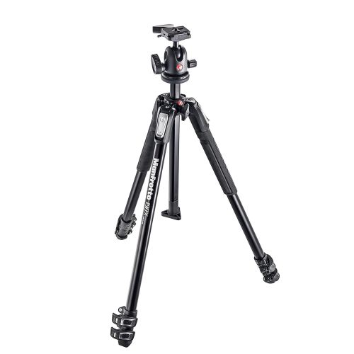  Manfrotto MK190X2-BH 190 Aluminum 3 Section Tripod Kit with 496RC2 Head (Black)