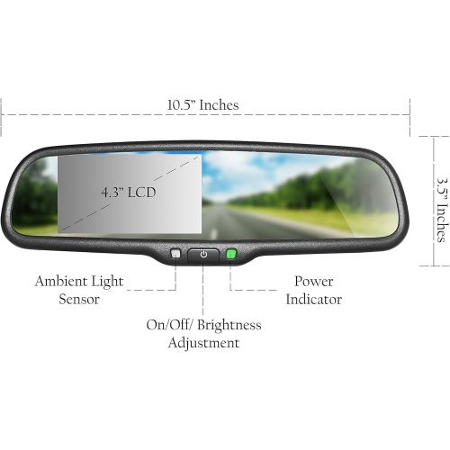  [아마존베스트]Master Tailgaters OEM Rear View Mirror with 4.3 Auto Adjusting Brightness LCD - Rearview Universal Fit
