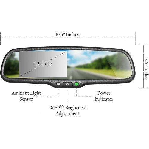  [아마존베스트]Master Tailgaters OEM Bluetooth Rear View Mirror with 4.3 Auto Adjusting Brightness LCD - Universal Fit, Hands Free Calling w/Built in Speaker & Microphone