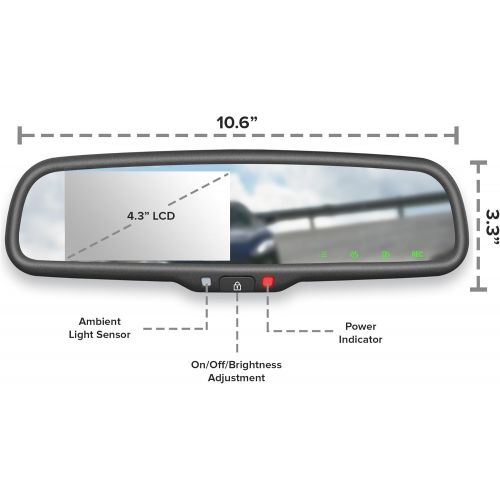  [아마존베스트]Master Tailgaters 4.3 LCD Rear View Mirror with 1080P 30FPS, 720P 60FPS HD DVR Recorder with Superior Night Vision + Backup Camera Enabled