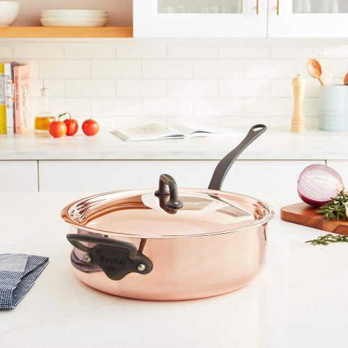  Mauviel 6541.21 MHeritage M250C 2.5mm Copper Saute Pan with Lid, 1.9 quart,