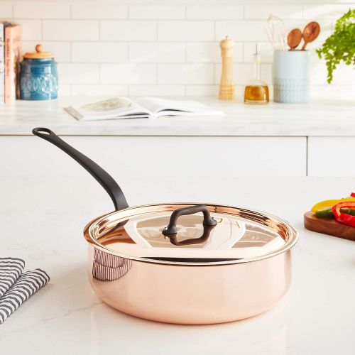  Mauviel 6541.21 MHeritage M250C 2.5mm Copper Saute Pan with Lid, 1.9 quart,