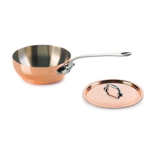  Mauviel Made In France MHeritage Copper 150s 6112.17 .09-Quart Splayed Saute Pan with Lid and Cast Stainless Steel Handle