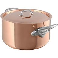 Mauviel Made In France MHeritage Copper M150S 6131.25 Copper 6-25-Quart Covered Stew Pan, Cast Stainless Steel Handles.