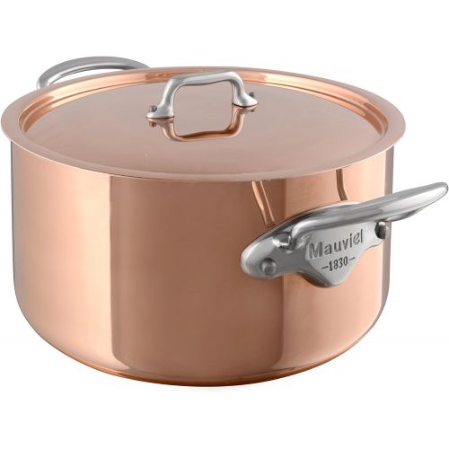  Mauviel Made In France MHeritage Copper M150S 6131.25 Copper 6-25-Quart Covered Stew Pan, Cast Stainless Steel Handles.