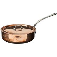 Mauviel Made In France MHeritage Copper M150S 6111.25 3-15-Quart Covered Saute Pan, Cast Stainless Steel Handles.