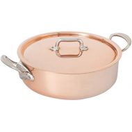 Mauviel Made In France MHeritage Copper 150s 6130.29 5.8-Quart Rondeau with Lid and Cast Stainless Steel Handle